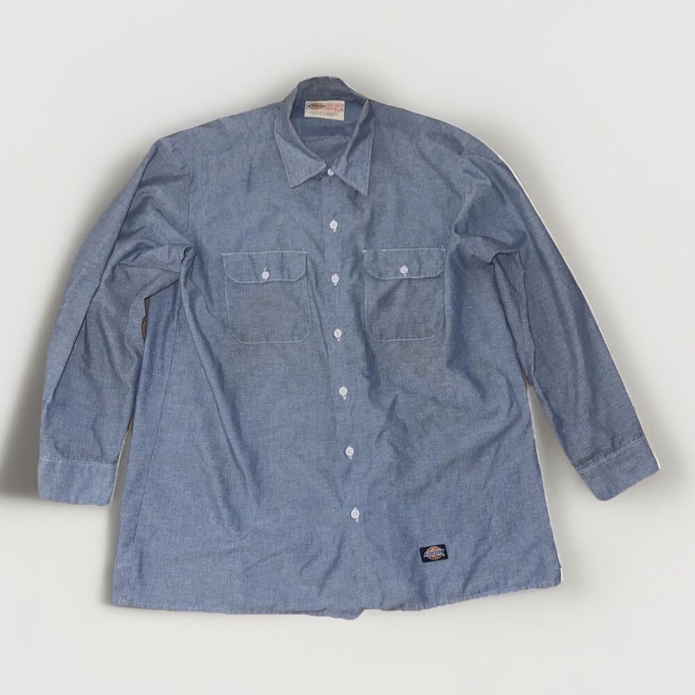 Vintage Dickies Work Shirt Size 17-17 1/2 XL Made In The USA 21x31